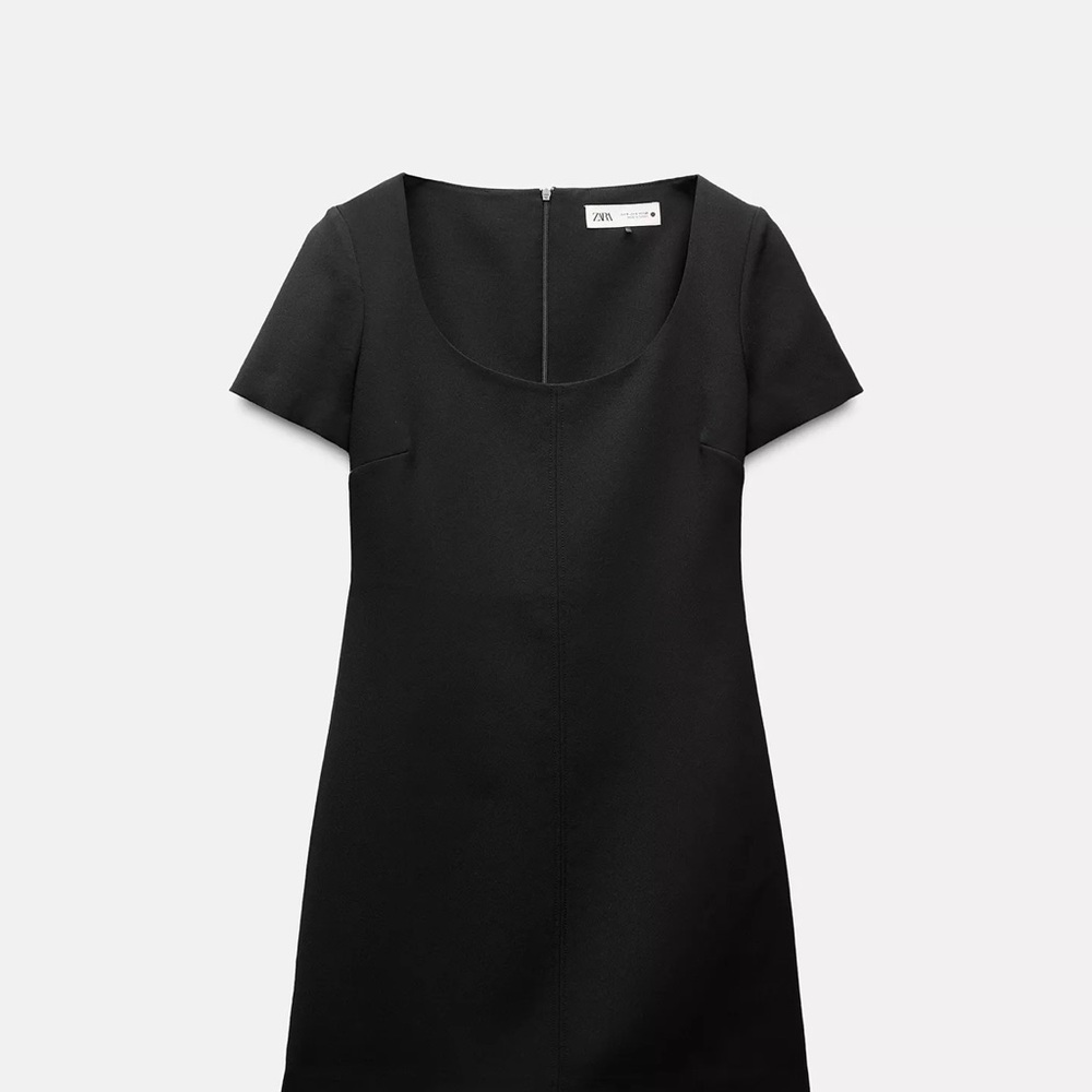 Zara Black Sheath Mini Dress Scoop Neck Short Sleeve